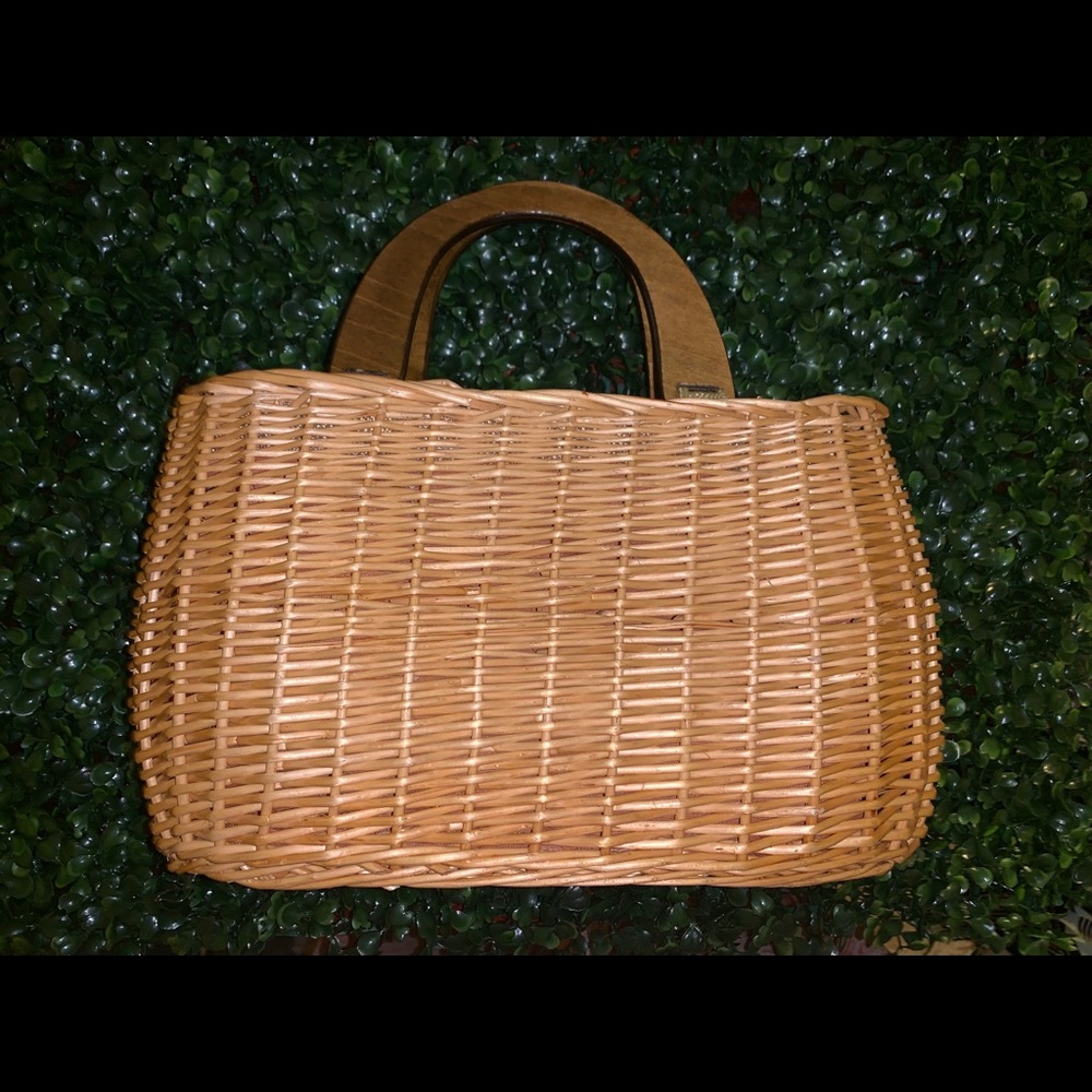 Pandamerica Rattan handbag with wooden handle